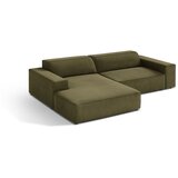 Micadoni Kaki zelena žametna kotna sedežna garnitura (levi kot/z ležalnikom) Jodie – | Shoptok.si