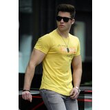 Madmext Men's Printed Yellow T-Shirt 4478 Cene