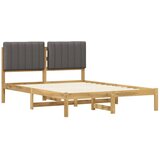  Krevetni okvir s tapiciranim uzglavljem - Bijelo prana i svijetlosiva 140 x 190 cm | shoptok.hr