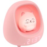 Oem BigBen, Digitalni budilnik za otroke z nočno lučko in 3 pomirjujočimi melodijami Mačka, Roza, (5000232143) | Shoptok.si