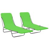 vidaXL Zložljiv ležalnik 2 kosa jeklo in blago zelene barve, (20662836) | Shoptok.si