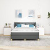 vidaXL Box Spring Postelja z Mattresom - Temno Siva, 140x190 cm, Tkanina | Shoptok.si