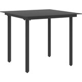 vidaXL Vrtni blagovaonski stol crni 80 x 80 x 74 cm od čelika i stakla | shoptok.hr