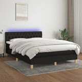 The Living Store Box spring postelja z vzmetnico LED črna 140x190 cm blago - Box Spring Postelja, (21515229) Cene