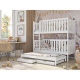 Molarem Home Drveni dječji krevet na kat Emilka s tri kreveta i ladicom - bijeli - 190x90 cm - Madrac PE pjena 8 cm-spužvasti madrac | shoptok.hr