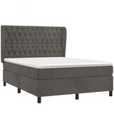  Box spring postelja z vzmetnico temno siva 140x200 cm žamet, (20790993) | Shoptok.si