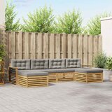  Setovi sofa 6 pcs Bijela i svjetlosiva Čvrsto drvo akacije | Eponuda.com