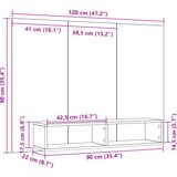 vidaXL Stenski TV kabinet Staro les 120 x 23.5 x 90 cm Konstruiran les | Shoptok.si
