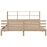  Krevet s regalom za knjige bez madraca 200 x 200 cm od borovine - Prirodna 200 x 200 cm | shoptok.hr