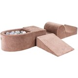 MeowBaby 4-delni penasti igralni komplet ® Foam Playground z majhnim bazenom z žogicami, 100 žogic, žamet, bež: bela/siva, (21295248) Cene