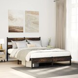 vidaXL Kovinski posteljni okvir brez vzmetnice dimljen hrast 140x190cm Cene
