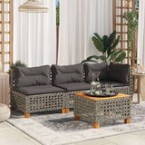 vidaXL Vrtna miza siva 55x55x36 cm poli ratan in akacijev les | Shoptok.si