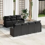 vidaXL 8-delni vrtni kavč set z vzglavniki črn poly ratan | Shoptok.si