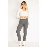 Şans Women's Large Size Gray 5 Pocket Jeans Trousers cene