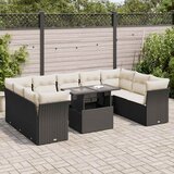 vidaXL 10-dijelni set vrtnih sofa s jastucima crni od poliratana | shoptok.hr