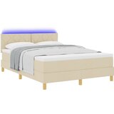 vidaXL Vzmetnica z okvirjem in LED Kremna 160x200 cm Tkanina, (22082571) | Shoptok.si