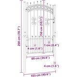  Vrata za ogradu KAMPEN s kopljem na vrhu crna 103x150 cm čelična | shoptok.hr