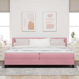  LED Box Spring Krevet s madracem Ružičasta 200 x 200 cm Baršun | shoptok.hr