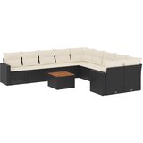 Maison Chic Seti vrtnega pohištva - Vrtna garnitura - Vrtni pohištvo set 11-delna z blazinami črn poli ratan, (21810062) | Shoptok.si