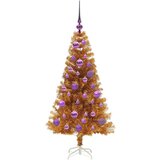 vidaXL Božično drevo med 150 LED z stojalom Zlata 120 cm PET | Shoptok.si