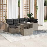 Maison Chic Seti vrtnega pohištva - Vrtna garnitura - Vrtni pohištvo set 7-delna z blazinami siv poli ratan, (21801560) | Shoptok.si