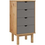 vidaXL Ladičar OTTA smeđe-sivi 46 x 39 5 x 90 cm od masivne borovine | shoptok.hr