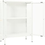  Komoda bijela 75 x 35 x 105 cm od čelika i stakla | shoptok.hr