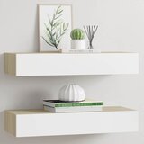  Zidne police s ladicama 2 kom. hrast i bijela 60x23,5x10 cm MDF | shoptok.hr
