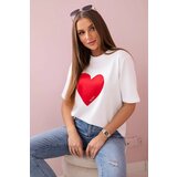 Kesi Cotton blouse with white heart print Cene