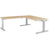 mauser Pisalna miza, s priključkom, ŠxG 1600 x 800 mm, kotni element na levi strani (širina 1200 mm), plošča imitacija javorja, ogrodje aluminijasto s | Shoptok.si