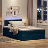  Otomanski krevet s madracem i LED tamnoplavi 120x190cm baršun | shoptok.hr