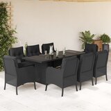  9-dijelni vrtni blagovaonski set s jastucima crni od poliratana | shoptok.hr