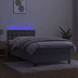  Box spring postelja z vzmetnico LED svetlo siva 80x200 cm žamet, (20725369) | Shoptok.si
