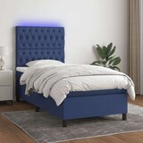  Box spring postelja z vzmetnico LED modra 80x200 cm blago, (20899164) Cene