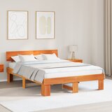 vidaXL Konstrukcija postelje z vzglavjem Voščeno rjava 140 x 200 cm | Shoptok.si