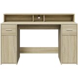  Radni stol s LED svjetlima hrast 140x55x91 cm konstruirano drvo | shoptok.hr