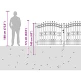 vidaXL Vrat z konico s ključavnico Siva 305 x 125 cm Jeklo | Shoptok.si