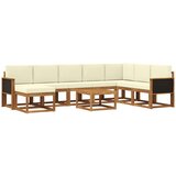 vidaXL Zunanja garnitura za sedenje z blazino 9 pcs Naravna in smetana, (5000282181) | Shoptok.si