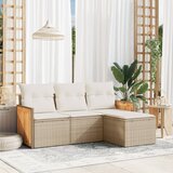 Maison Chic Seti vrtnega pohištva - Vrtna garnitura - Vrtni pohištvo set 4-delna z blazinami bež poli ratan, (21818555) | Shoptok.si