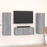  3-dijelni set TV ormarića boja hrasta sonome konstruirano drvo Siva | Shoptok.si