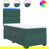 vidaXL Box spring postelja z vzmetnico temno zelena 100x200 cm žamet, (21307391) | Shoptok.si