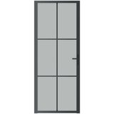  Notranja vrata 76x201,5 cm črno mat steklo in aluminij, (20766437) | Shoptok.si