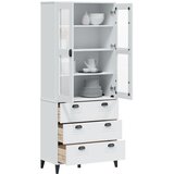  Visoka komoda VIKEN bijela 80 x 40 x 190 cm od masivne borovine Cijene