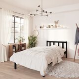vidaXL Posteljni okvir črn iz trdne borovine 75x190 cm UK Small Single Cene