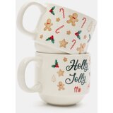 Sinsay Božićne keramičke &amp;scaron;alice s motivom medenjaka i natpisom &amp;bdquo;Holly Jolly&amp;ldquo; 2 kom Slike