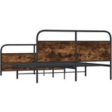 vidaXL Kovinski posteljni okvir brez vzmetnice dimljen hrast 160x200cm | Shoptok.si