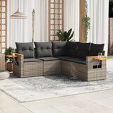  The Living Store Vrtna sedežna garnitura 5-delna z blazinami siv poli ratan - Vrtna Sedežna Garniture, (21451652) | Shoptok.si