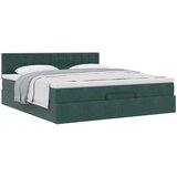  Otomanska postelja z vzmetnico Temno zelena 160x200cm Žamet, (22053217) | Shoptok.si
