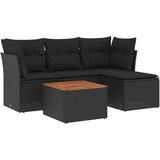  The Living Store Vrtna sedežna garnitura 5-delna z blazinami črn poli ratan - Vrtna Sedežna Garniture, (21449651) | Shoptok.si