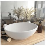  Razkošen umivalnik ovalen mat bel 40x33 cm keramičen | Shoptok.si